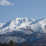 snowcapped mount asahi in hokkaido japan